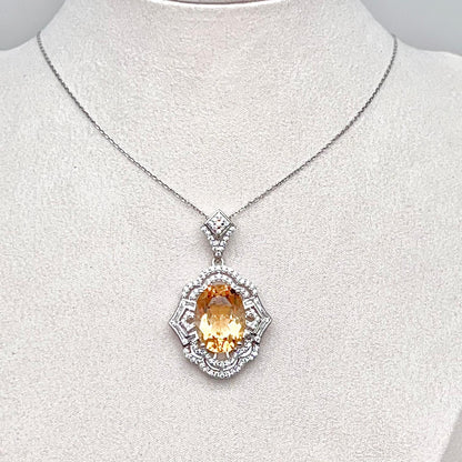 Vintage Oval Citrine Necklace and Ring Matched Set