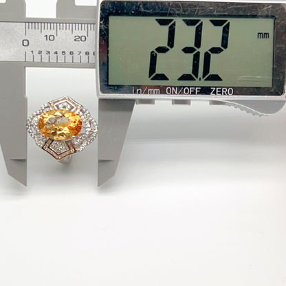 Vintage Oval Citrine Necklace and Ring Matched Set