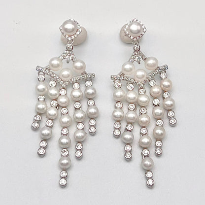 Luxury Freshwater Pearl Chandelier Drop Earrings