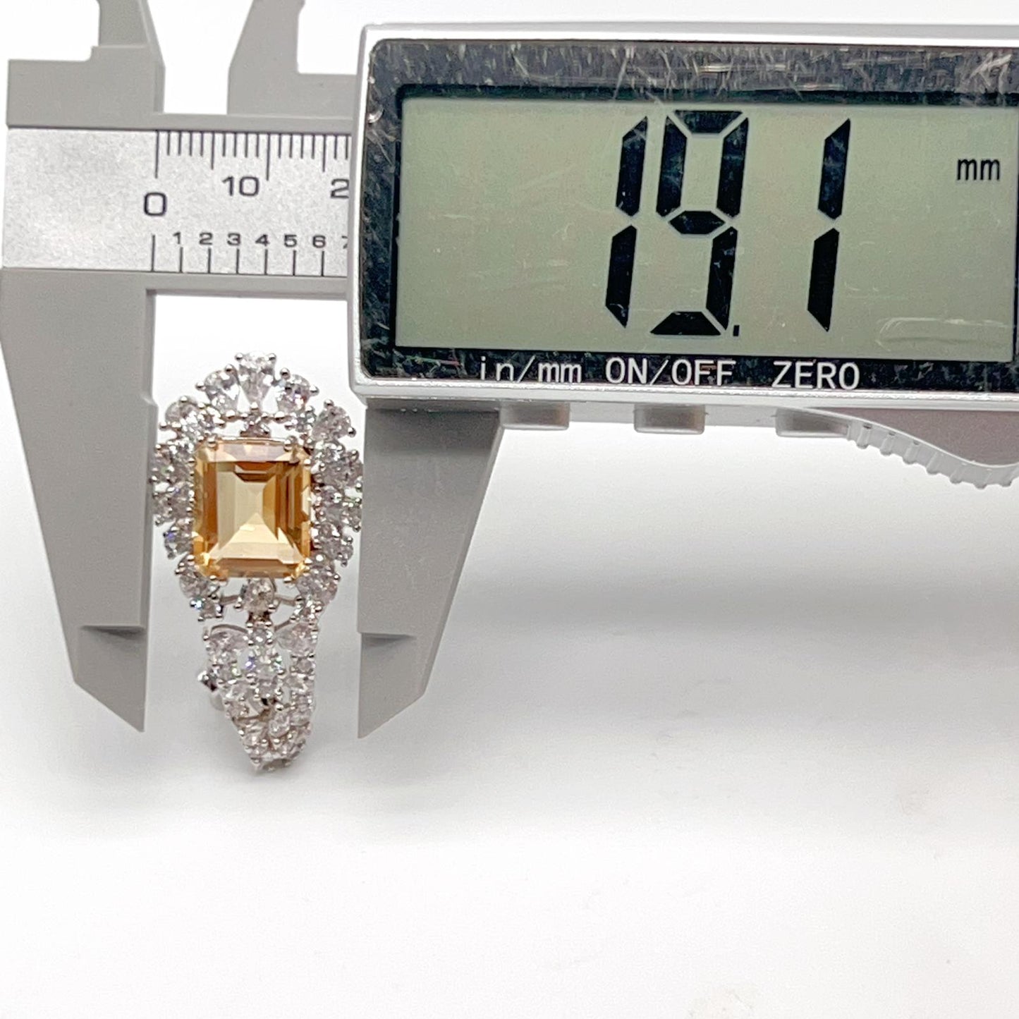 Citrine Dangle Halo Earrings Silver 925