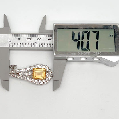 Citrine Dangle Halo Earrings Silver 925