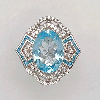 Blue Topaz & Diamond Statement Ring