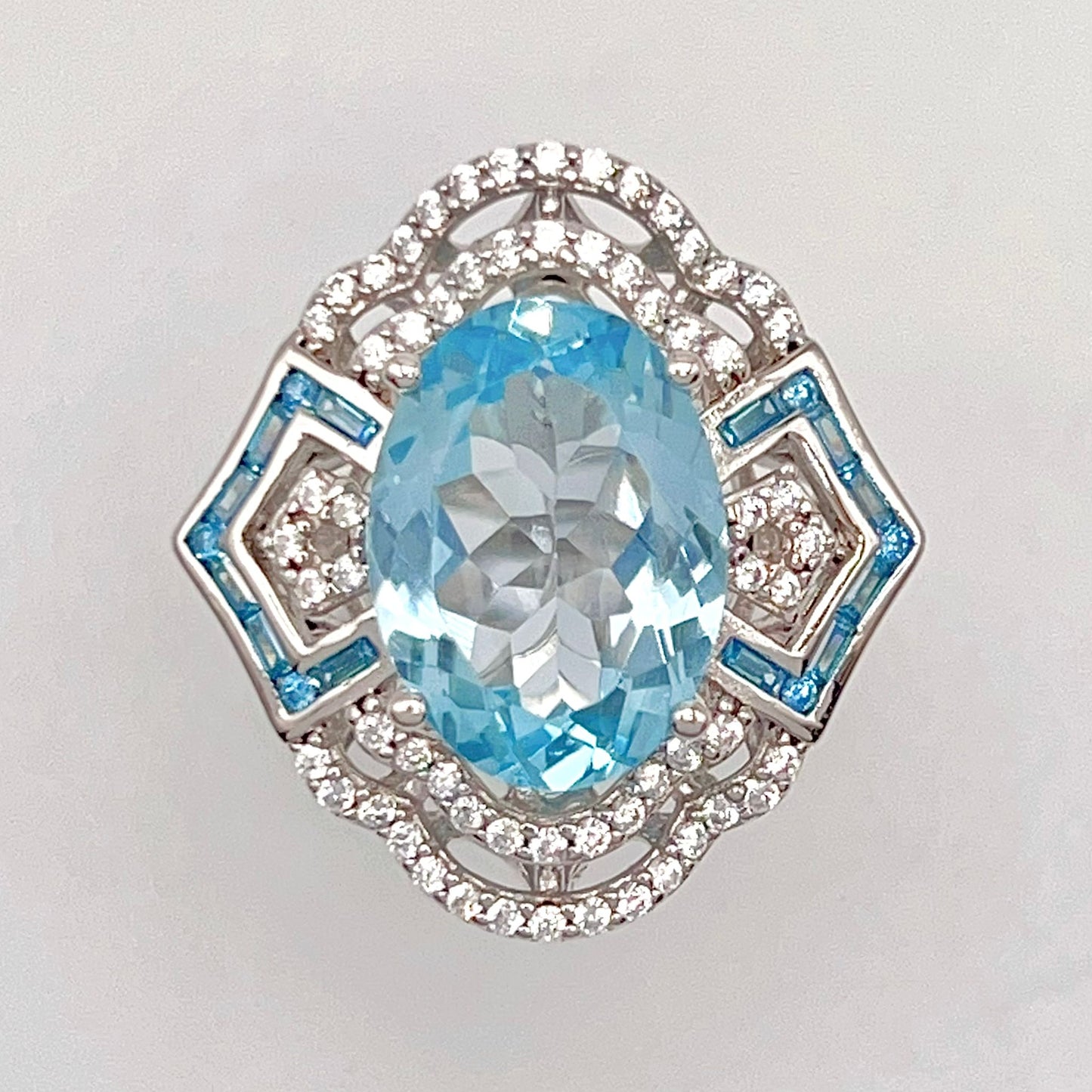 Blue Topaz & Diamond Statement Ring