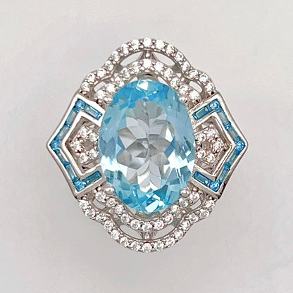 Blue Topaz & Diamond Statement Ring