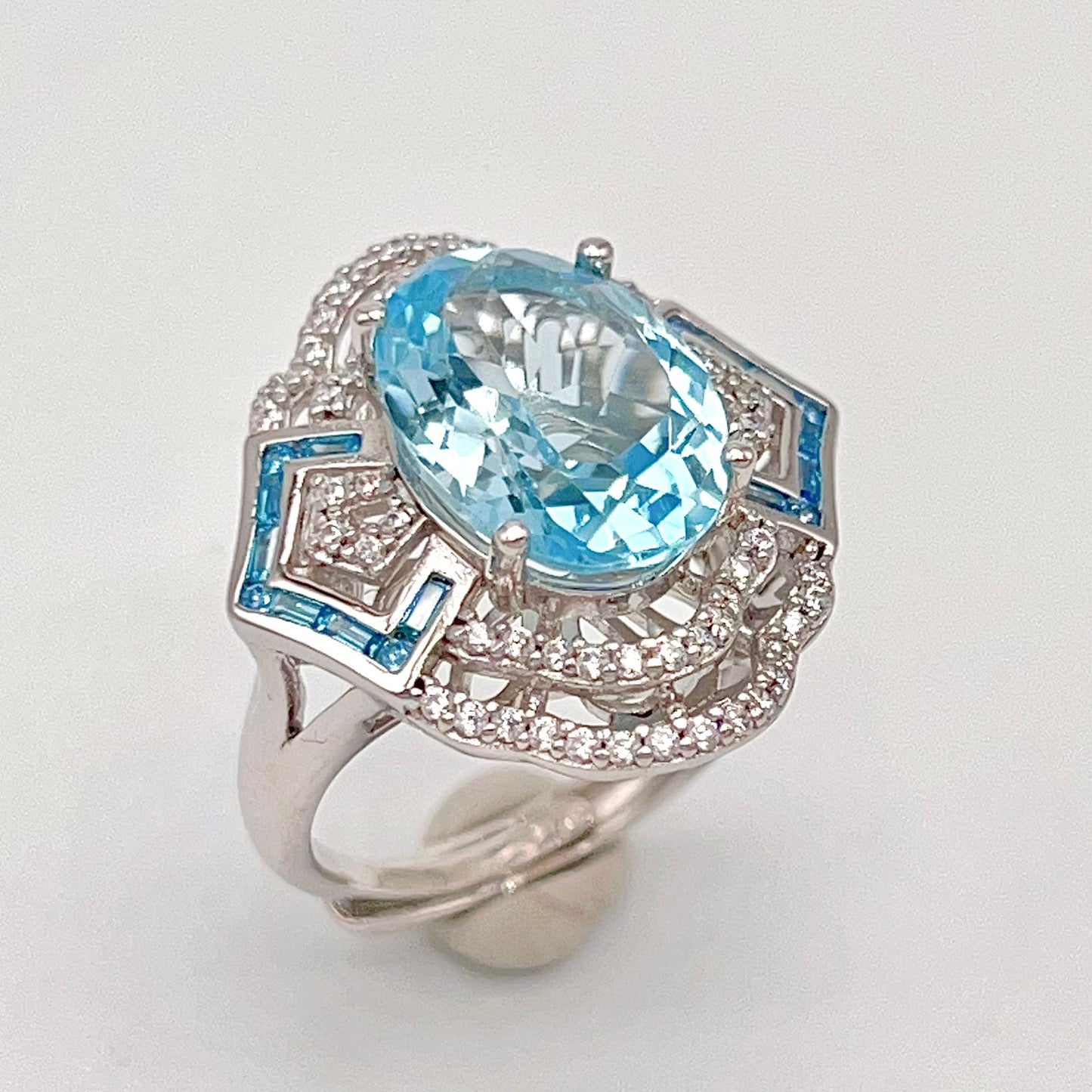 Blue Topaz & Diamond Statement Ring