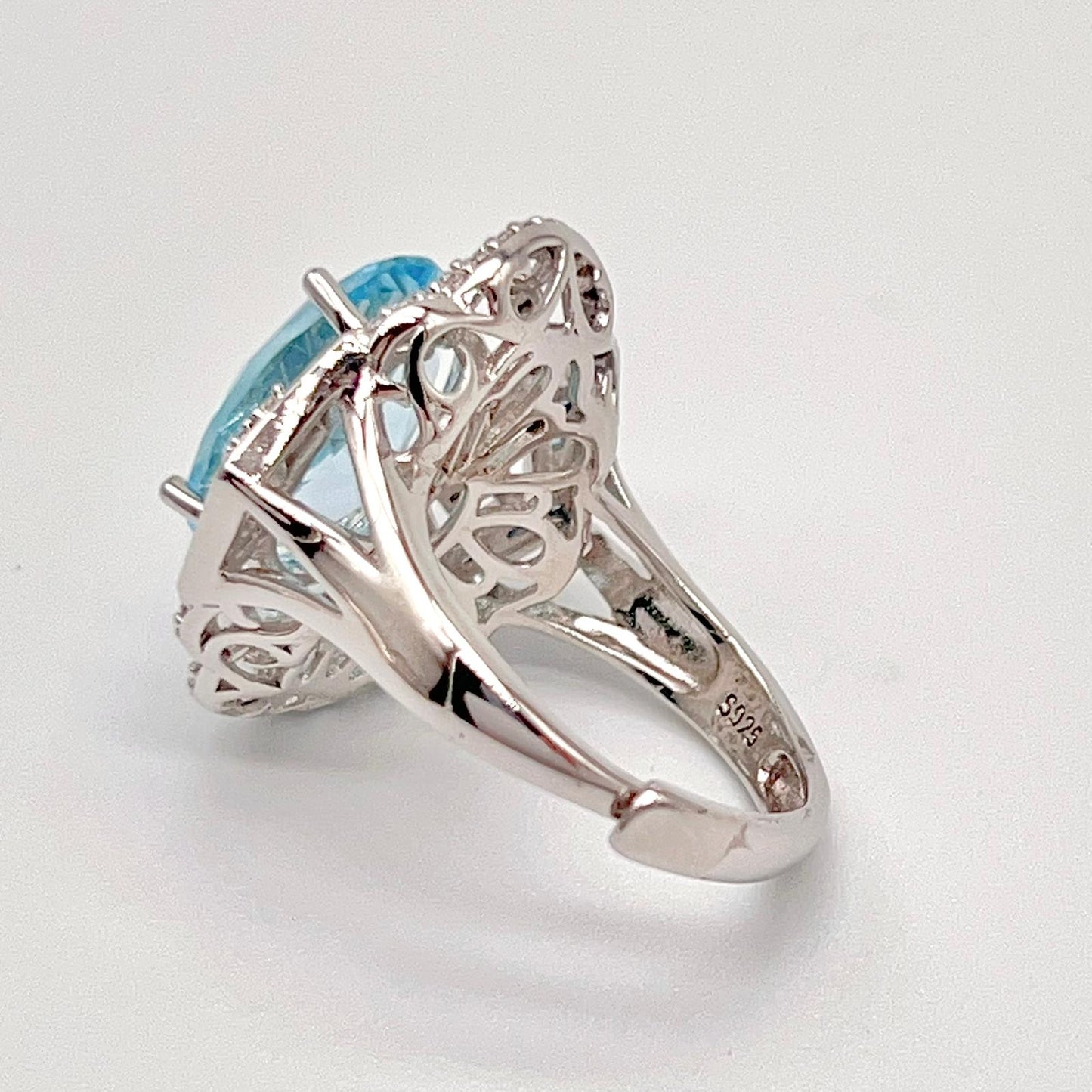 Blue Topaz & Diamond Statement Ring