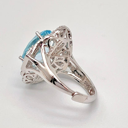 Blue Topaz & Diamond Statement Ring