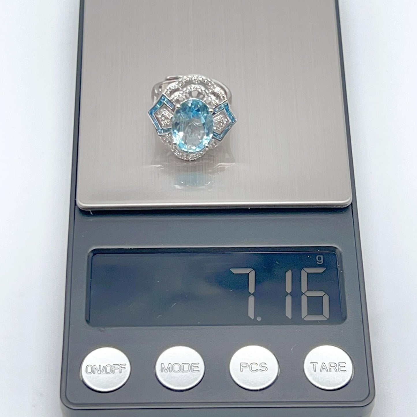 Blue Topaz & Diamond Statement Ring