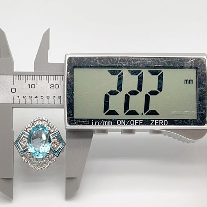 Blue Topaz & Diamond Statement Ring