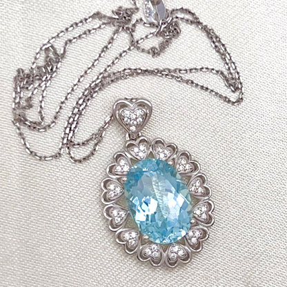 Blue Topaz Heart Cluster Necklace