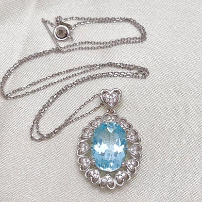 Blue Topaz Heart Cluster Necklace