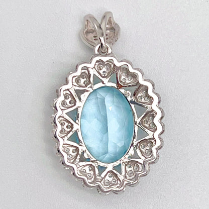 Blue Topaz Heart Cluster Necklace