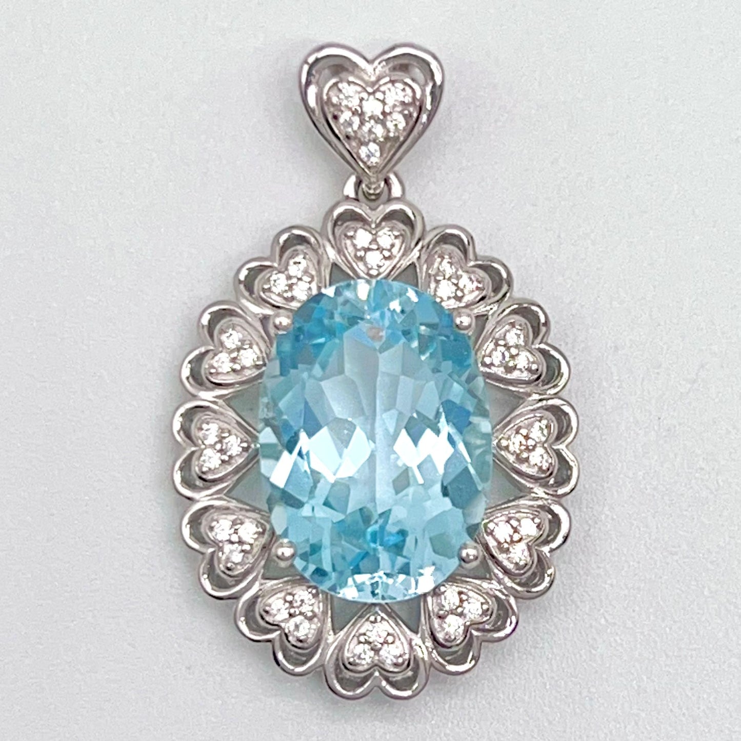 Blue Topaz Heart Cluster Necklace