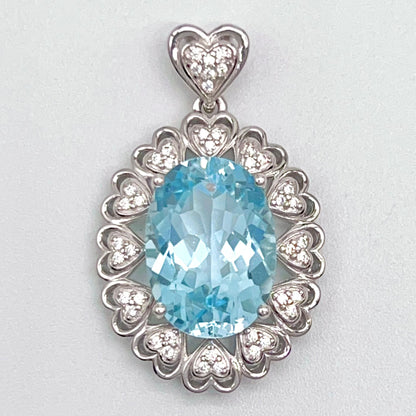 Blue Topaz Heart Cluster Necklace