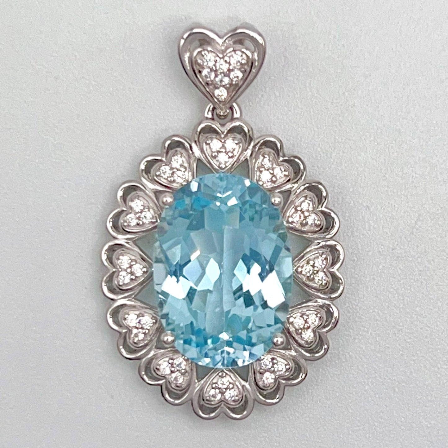 Blue Topaz Heart Cluster Necklace