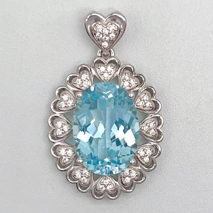 Blue Topaz Heart Cluster Necklace