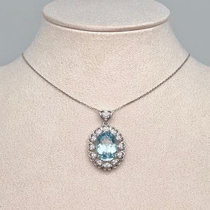 Blue Topaz Heart Cluster Necklace