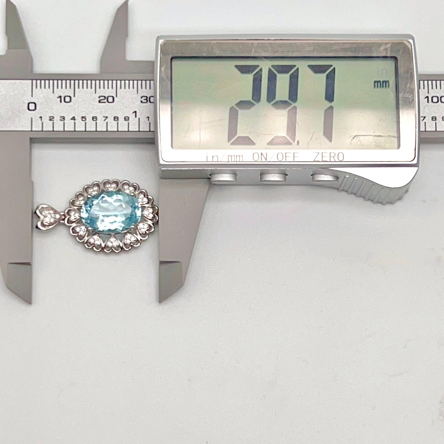 Blue Topaz Heart Cluster Necklace