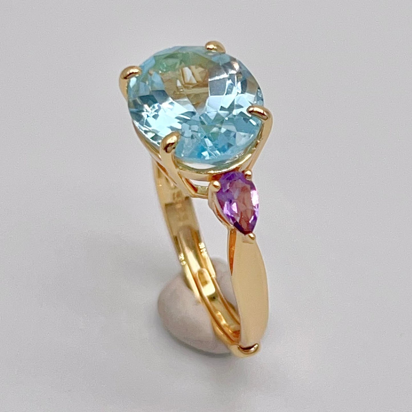 Blue Topaz & Amethyst Trilogy Ring
