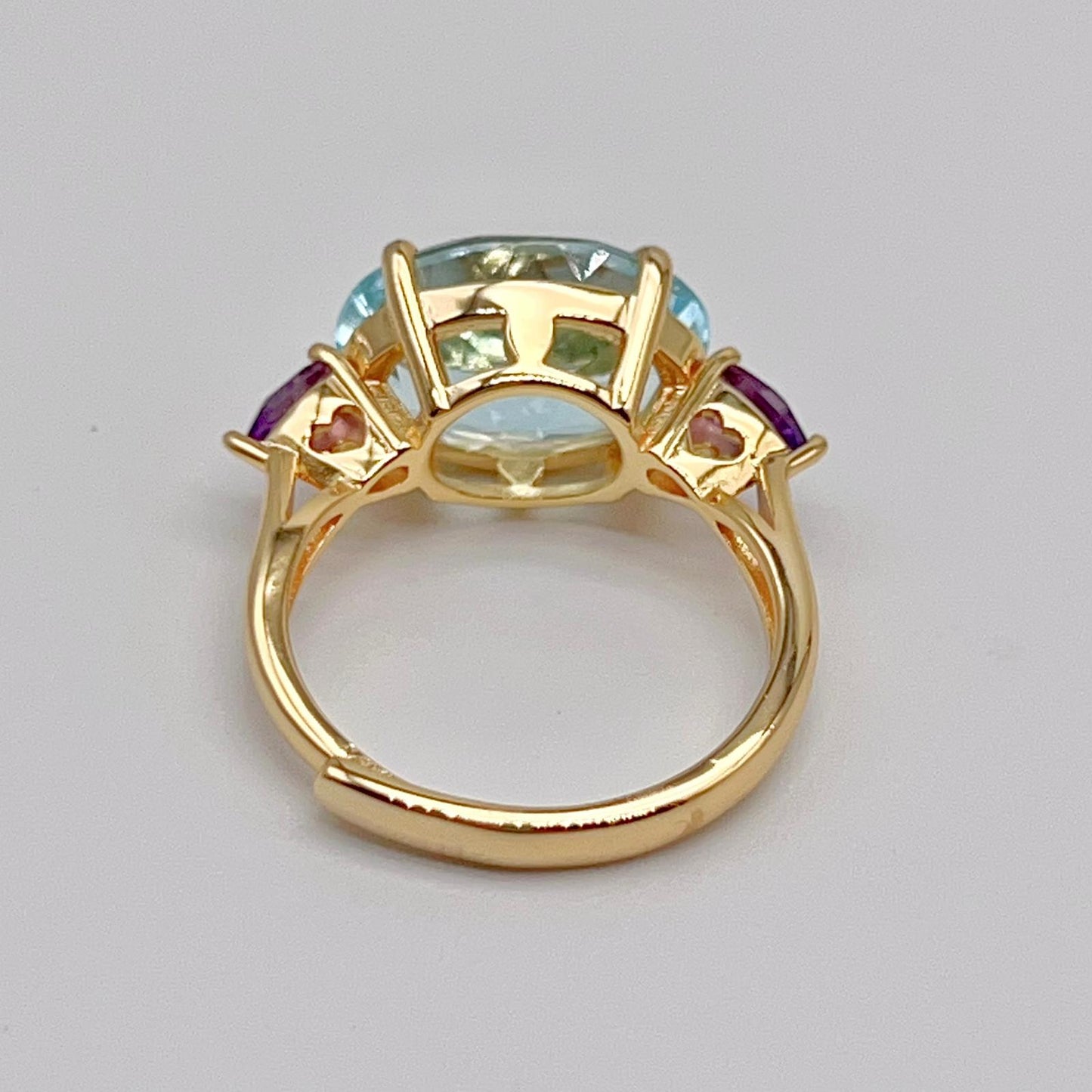 Blue Topaz & Amethyst Trilogy Ring