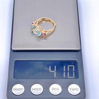 Blue Topaz & Amethyst Trilogy Ring