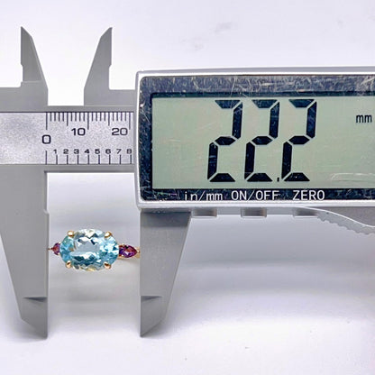 Blue Topaz & Amethyst Trilogy Ring