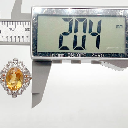 Citrine and Diamond Halo Cocktail Ring