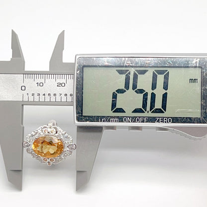 Citrine and Diamond Halo Cocktail Ring