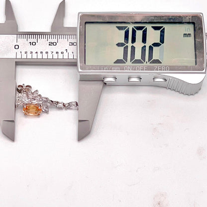 Citrine Flower Cluster Drop Earrings Silver 925