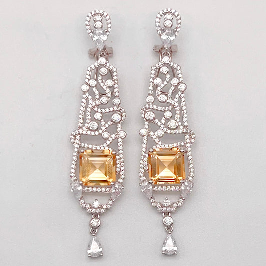 Citrine Art Deco Drops 925