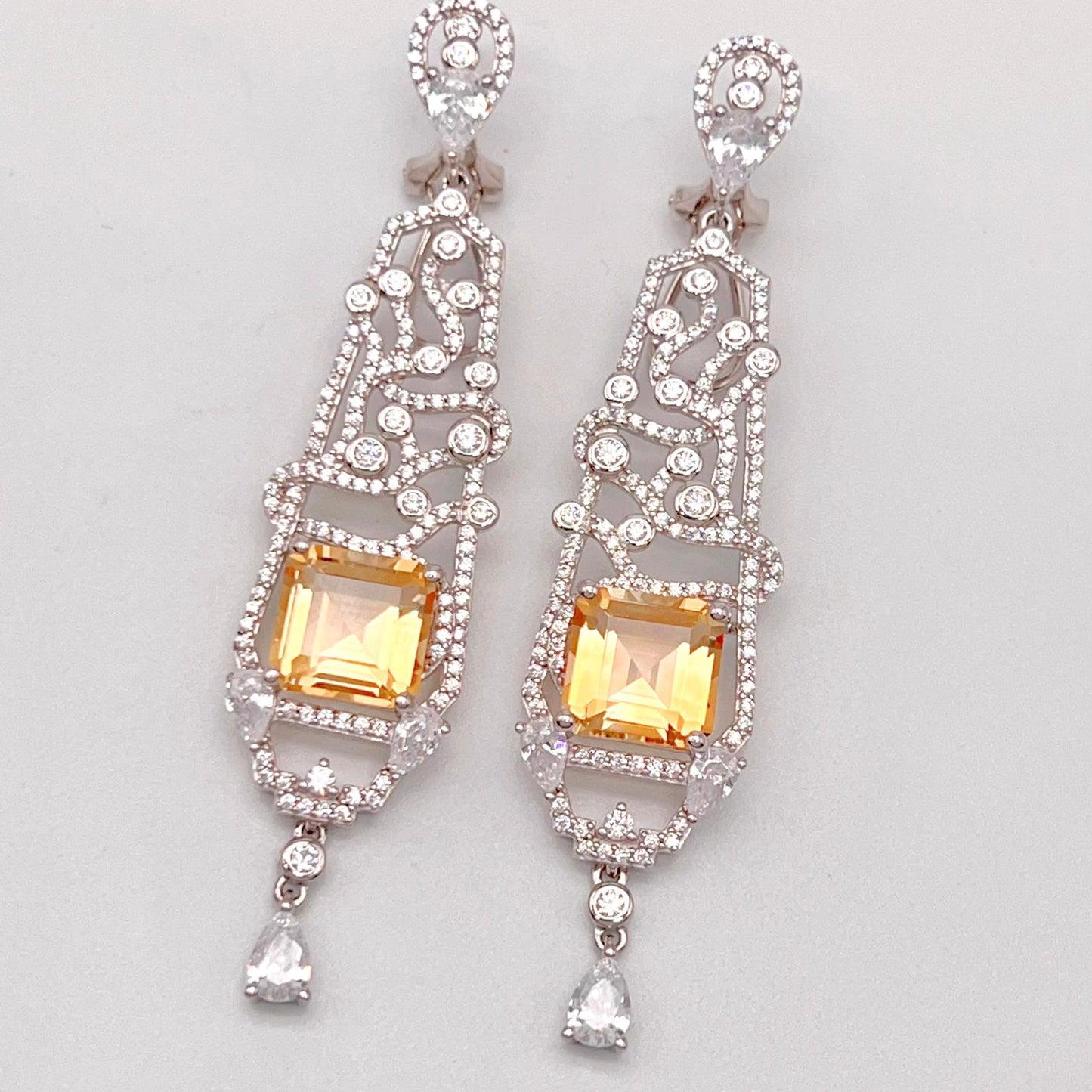 Citrine Art Deco Drops 925