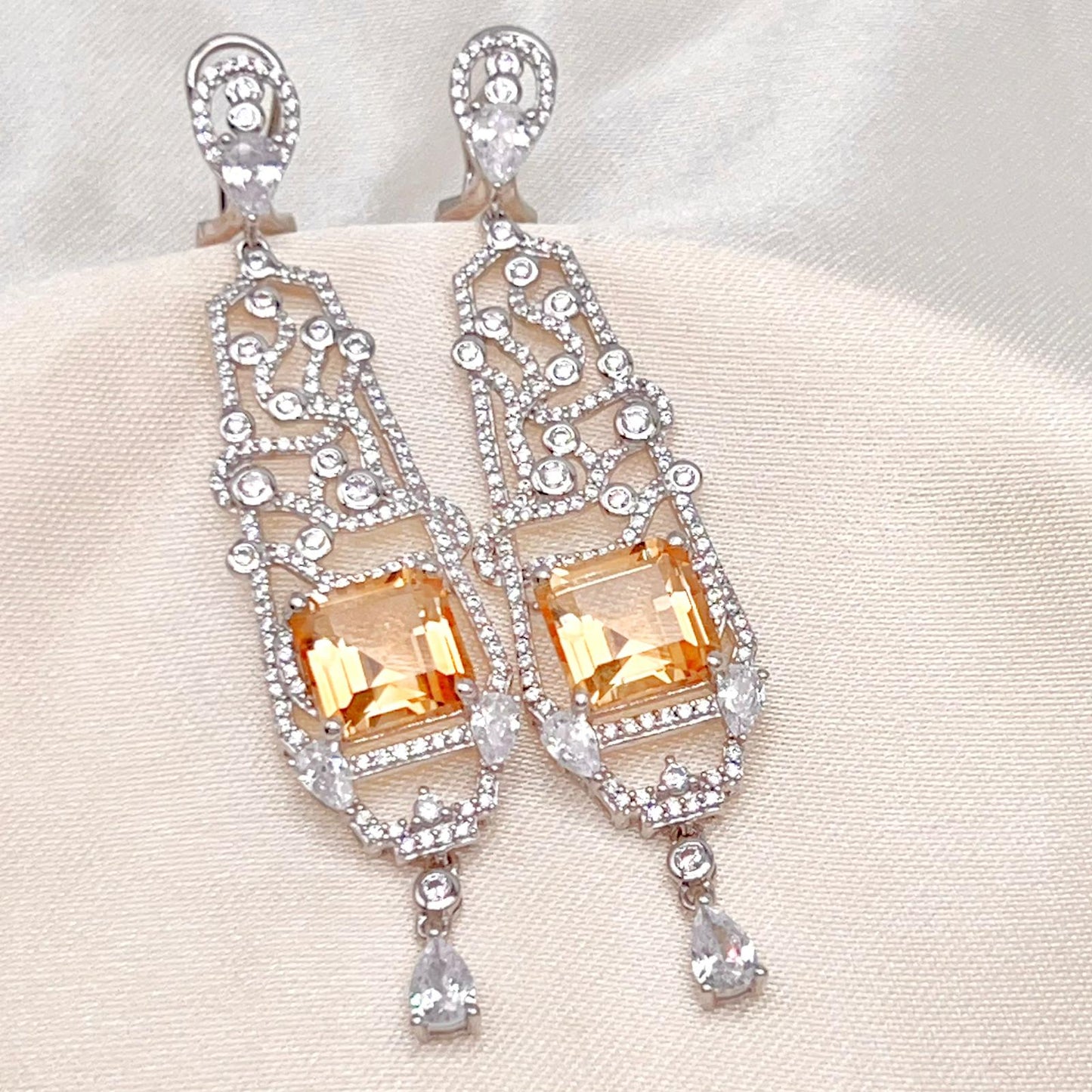 Citrine Art Deco Drops 925