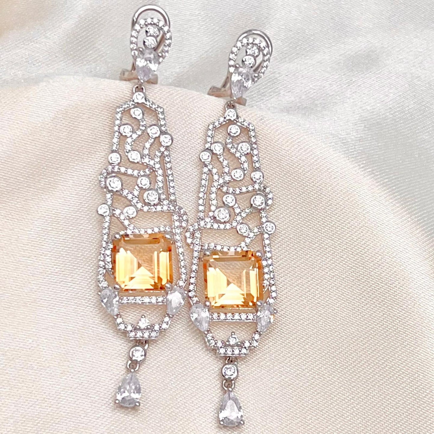 Citrine Art Deco Drops 925