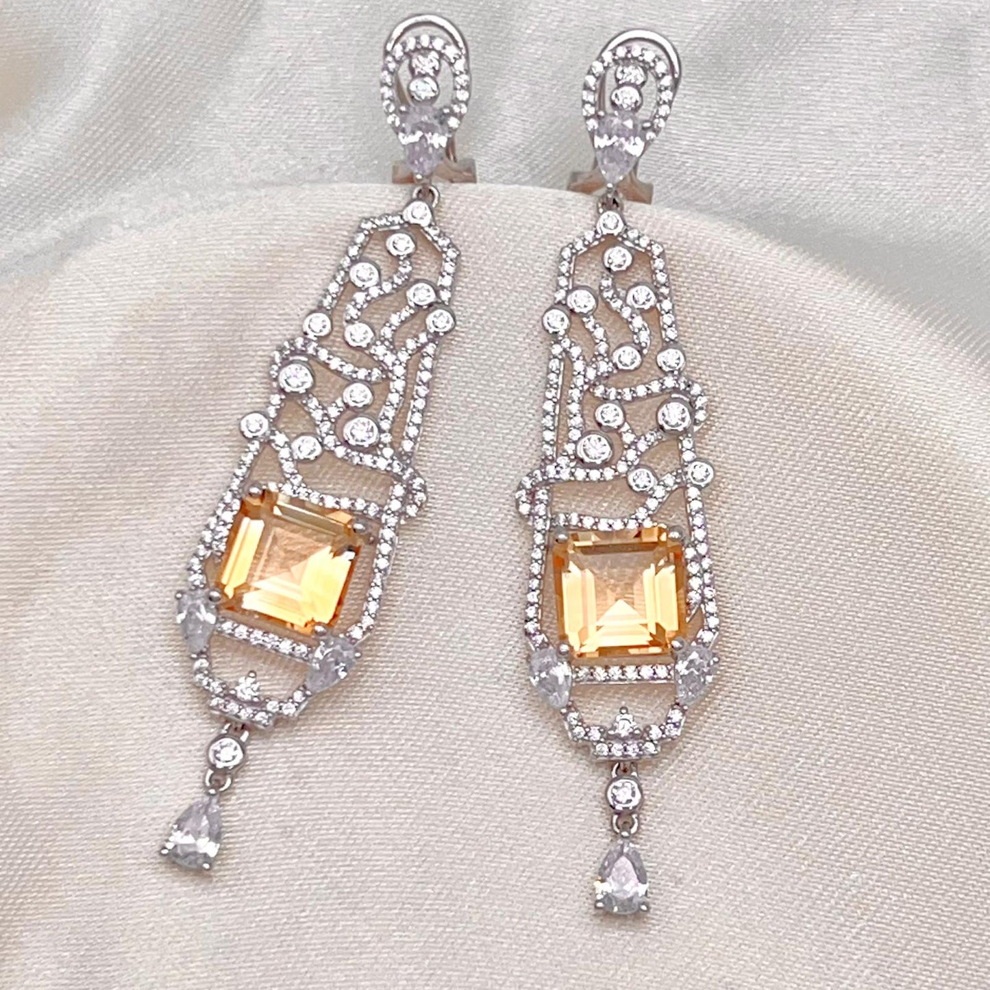 Citrine Art Deco Drops 925