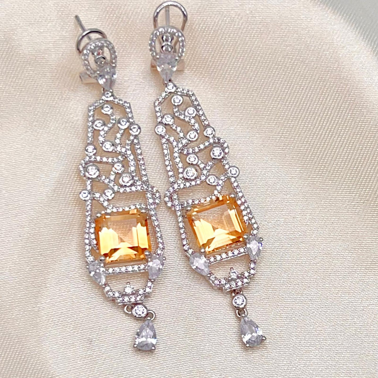 Citrine Art Deco Drops 925