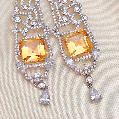 Citrine Art Deco Drops 925