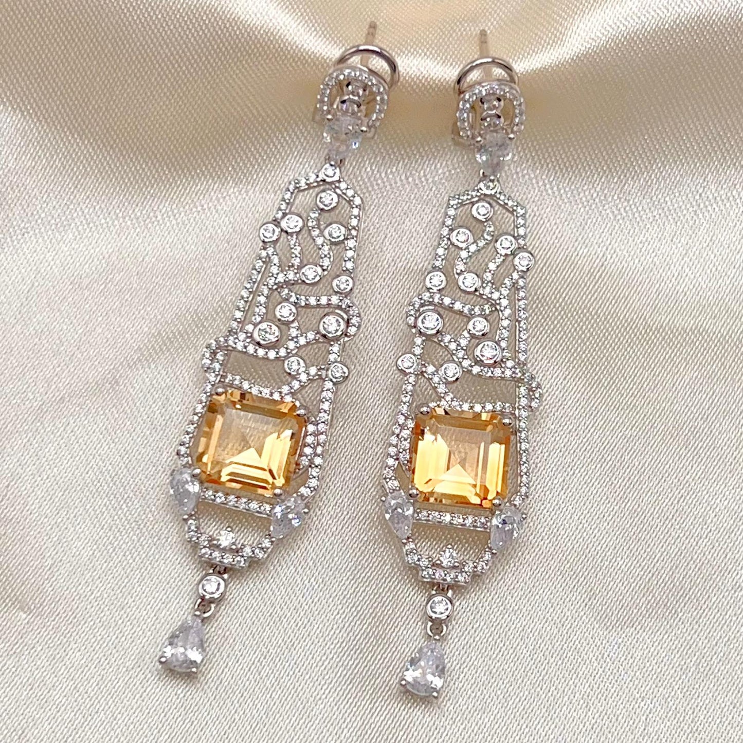 Citrine Art Deco Drops 925
