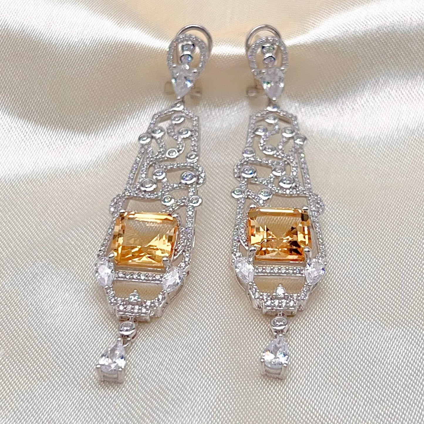 Citrine Art Deco Drops 925