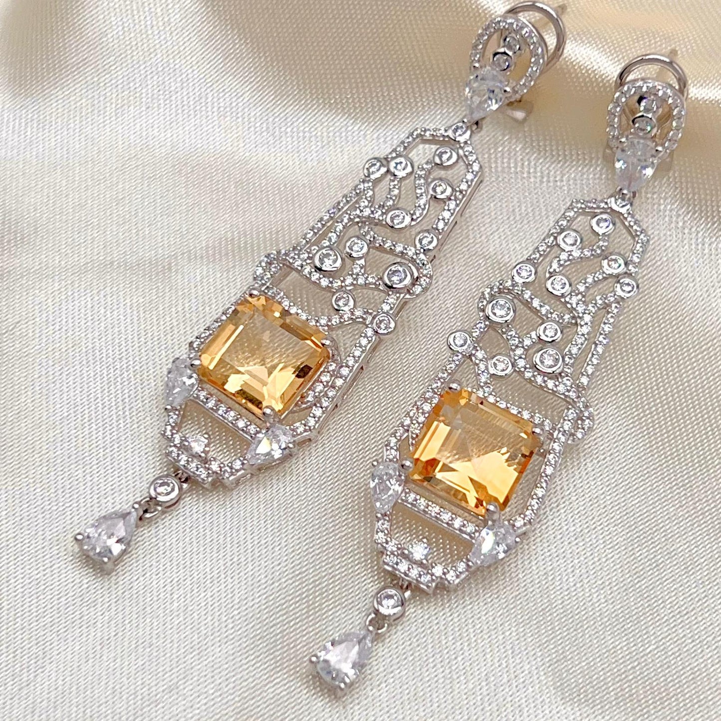 Citrine Art Deco Drops 925