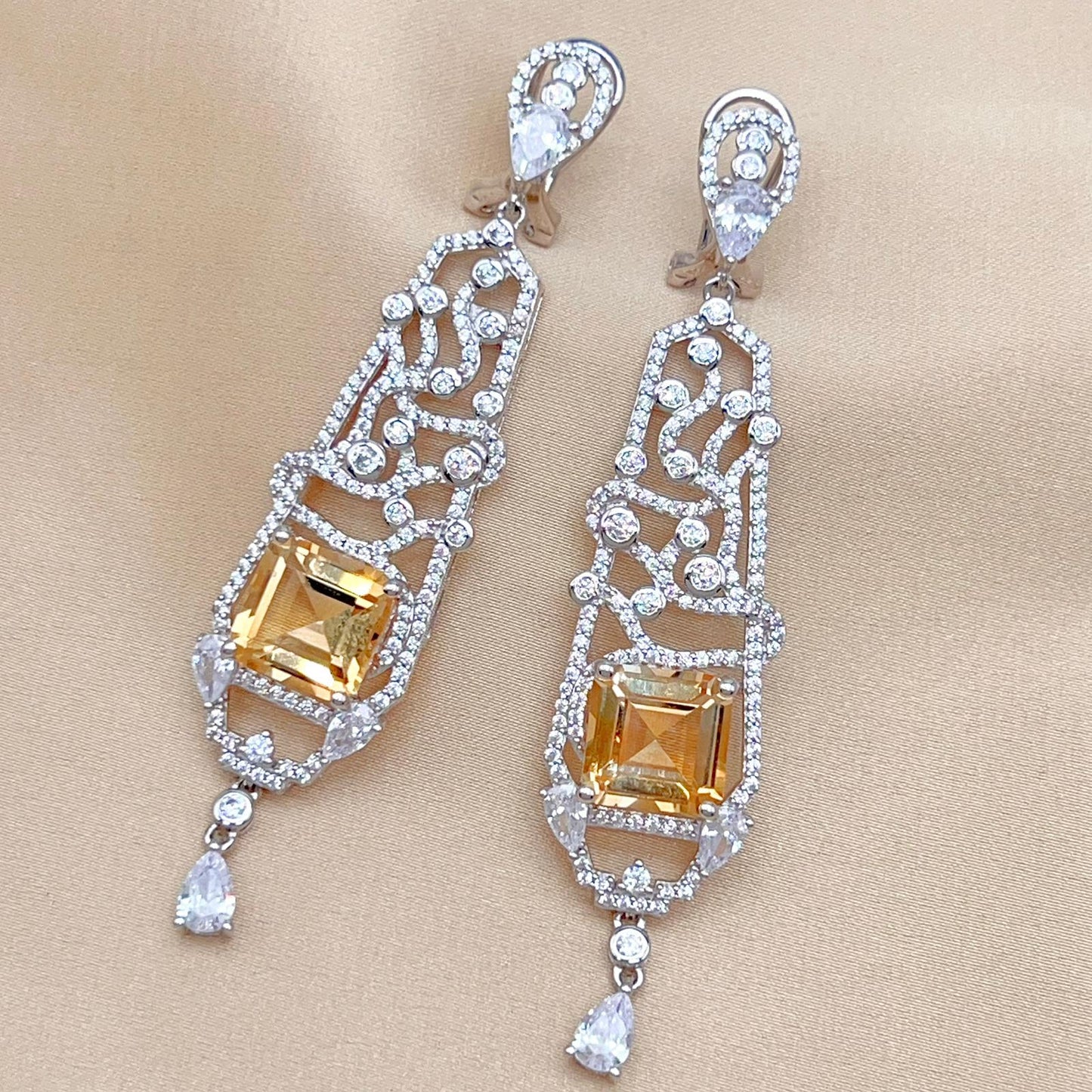 Citrine Art Deco Drops 925