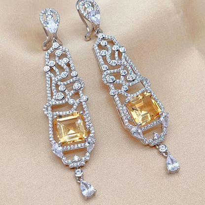 Citrine Art Deco Drops 925