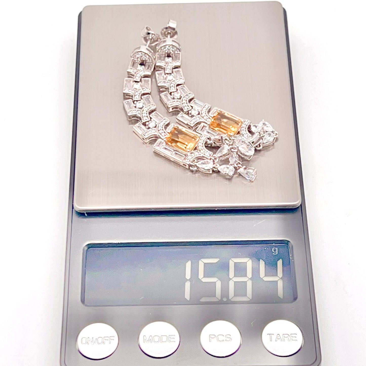 Citrine Art Deco Long Dangle Earrings