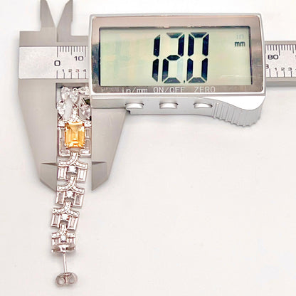 Citrine Art Deco Long Dangle Earrings