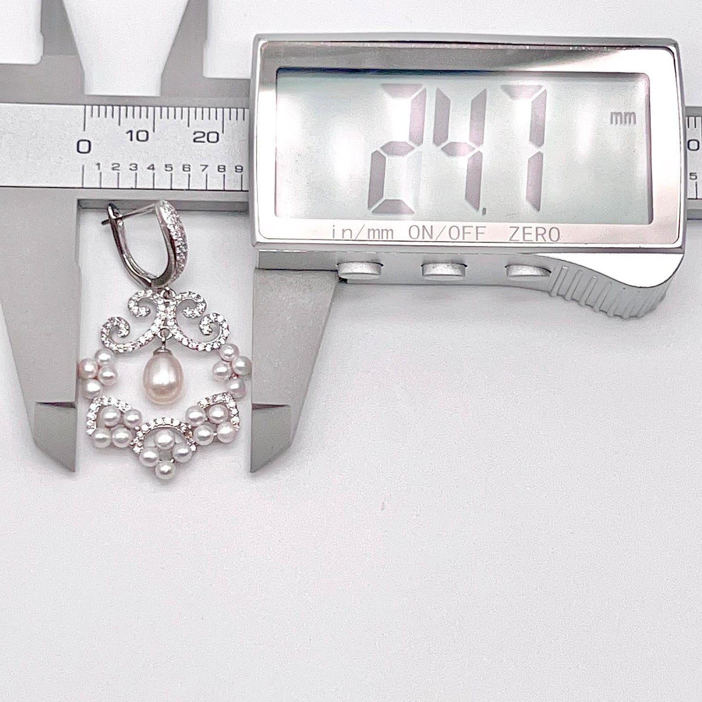 Cultured Pearl Cluster Scroll Dangle Earrings Silver 925