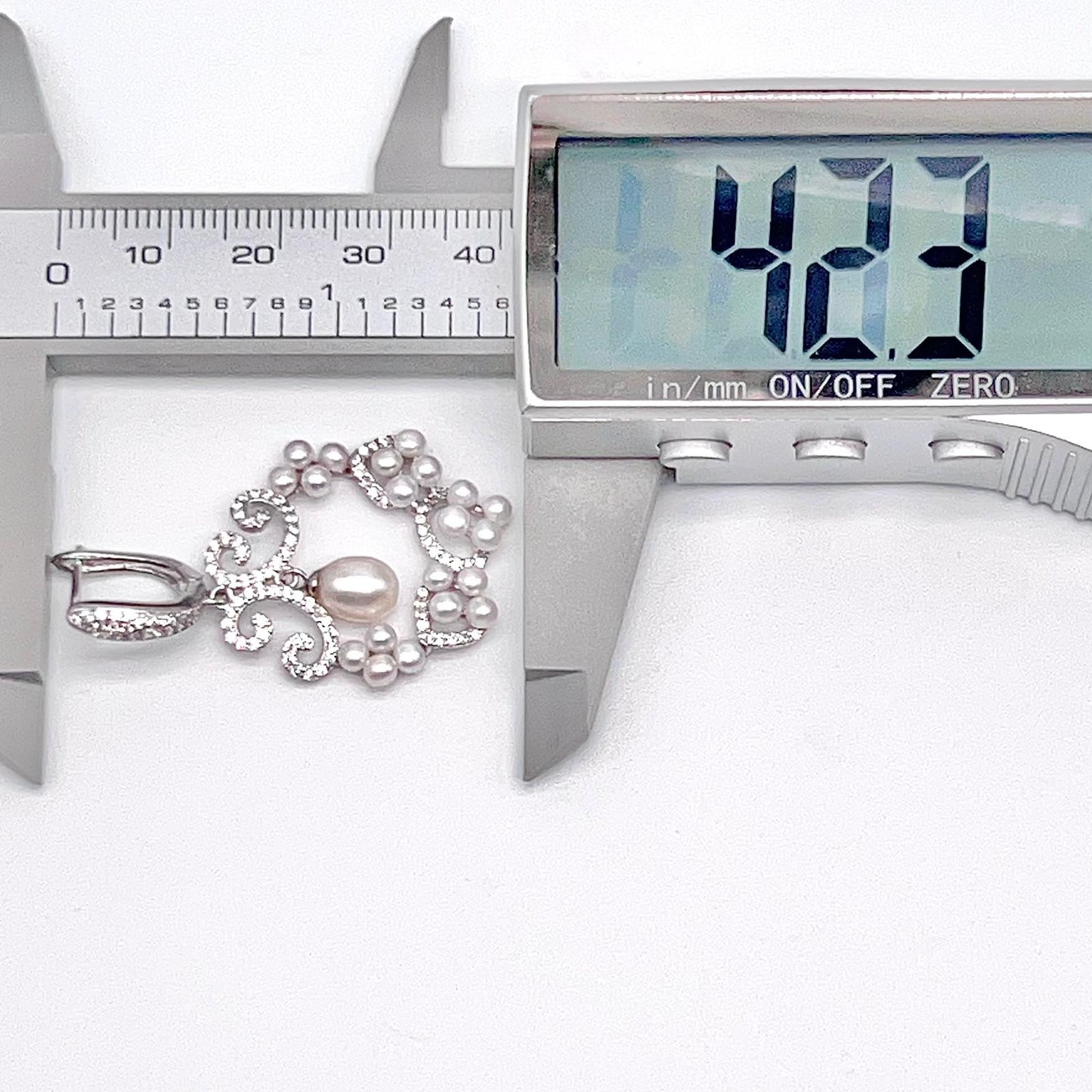 Cultured Pearl Cluster Scroll Dangle Earrings Silver 925