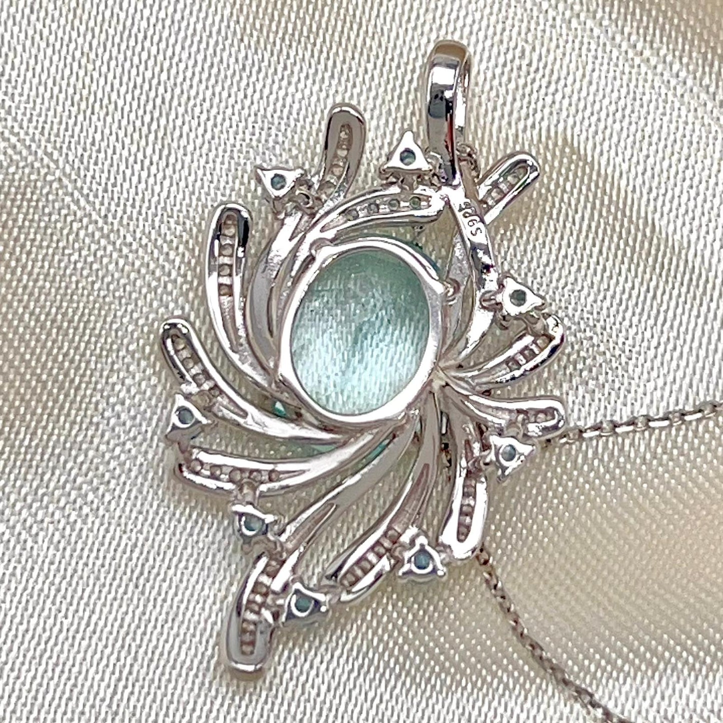 Blue Topaz Swirl Pendant Necklace Silver 925