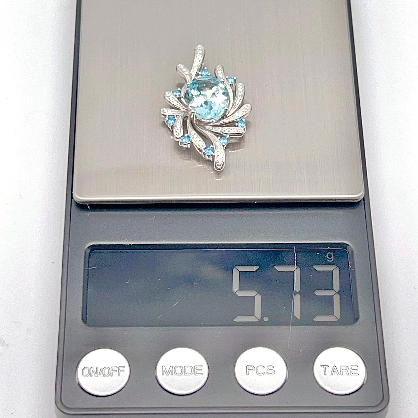 Blue Topaz Swirl Pendant Necklace Silver 925