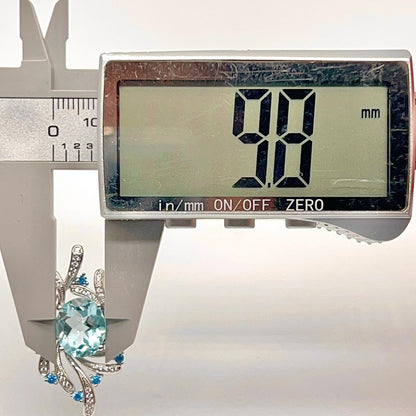 Blue Topaz Swirl Pendant Necklace Silver 925