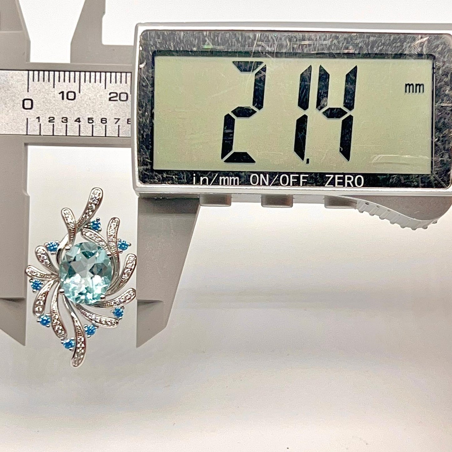 Blue Topaz Swirl Pendant Necklace Silver 925