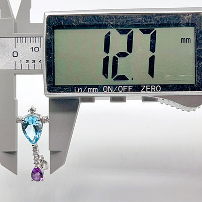 Amethyst Blue Topaz Pear Drop Earrings Silver 925